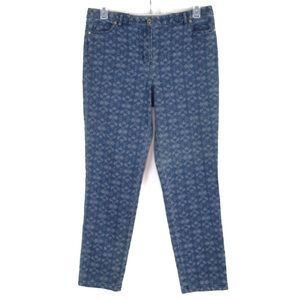 PER SE by Carlisle Blue Jacquard Lace Look Skinny Jeans Women’s Size 12